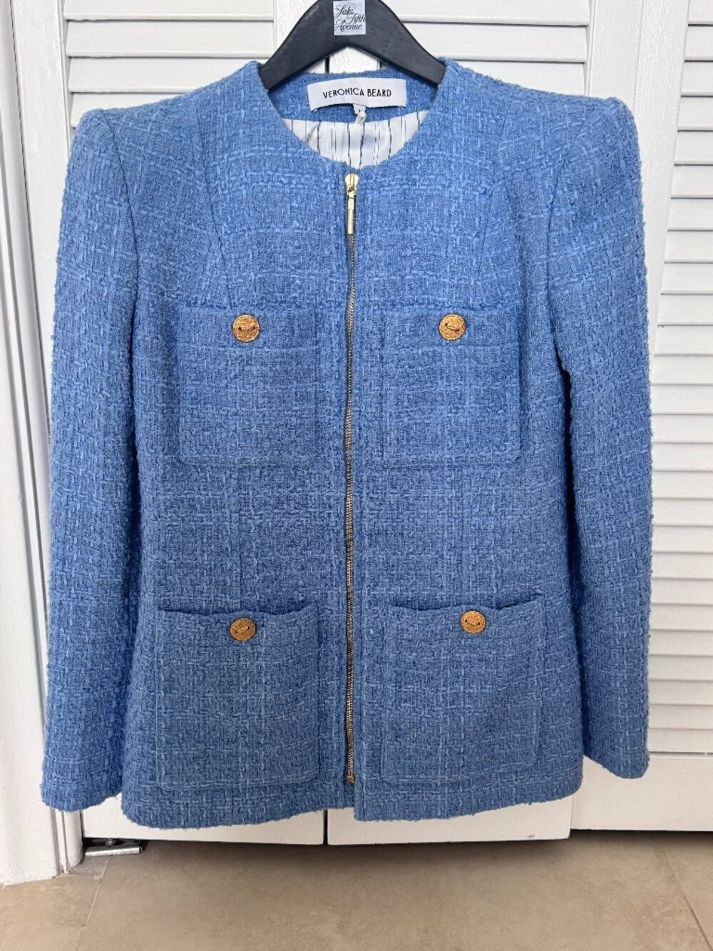 VERONICA BEARD TWEED ZIPPED BLAZER, SIZE 0